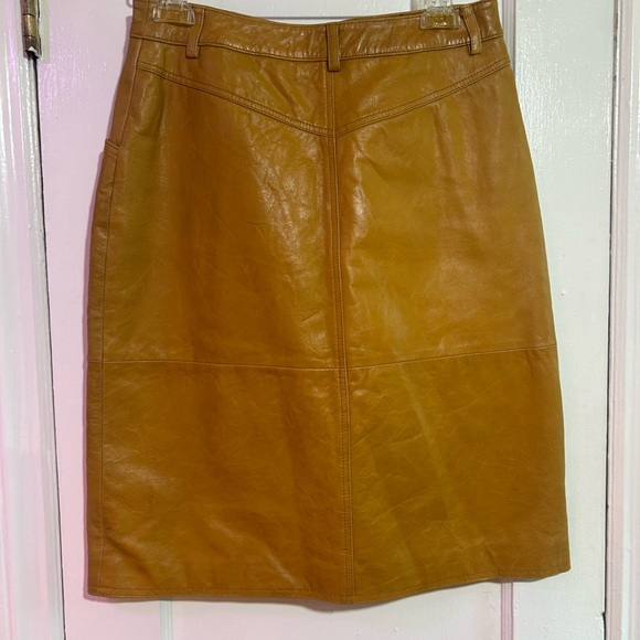 Tan Genuine Leather Skirt - Picture 4 of 8